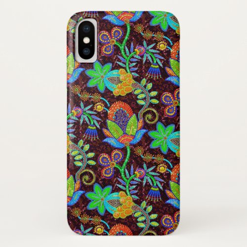 Colorful Glass Beads Look Retro Floral Pattern iPhone X Case