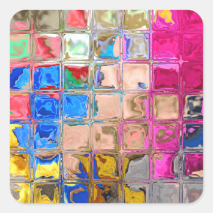 Colorful glass blocks texture square sticker