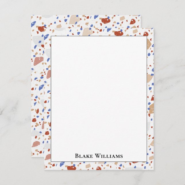 Colorful Glass Chips Terrazzo Pattern Frame Note Card (Front/Back)