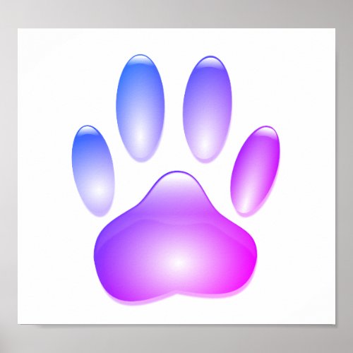 Colorful Glass Dog Paw Print