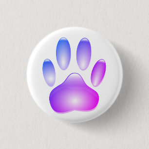 Colorful Glass Dog Paw Print Button