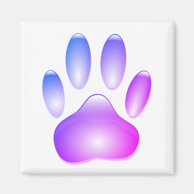 Colorful Glass Dog Paw Print Magnet (Front)