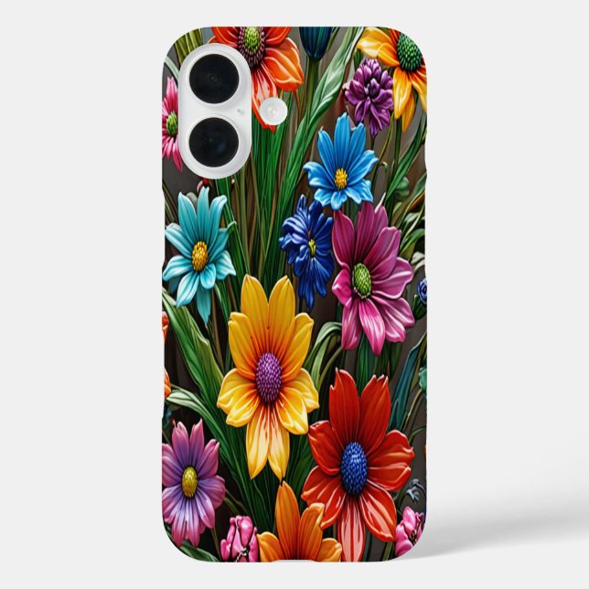 Colorful Glass Flowers #1 -  iPhone 16 Cases (Back)