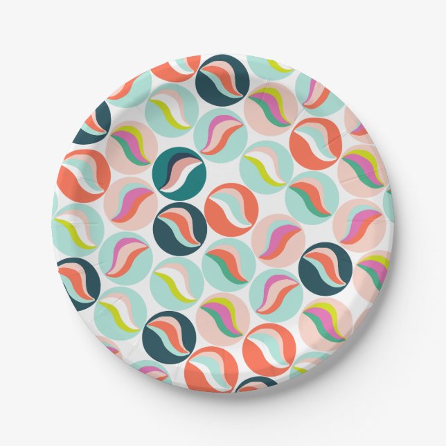 Colorful Glass Marble Paper Plates (Front)