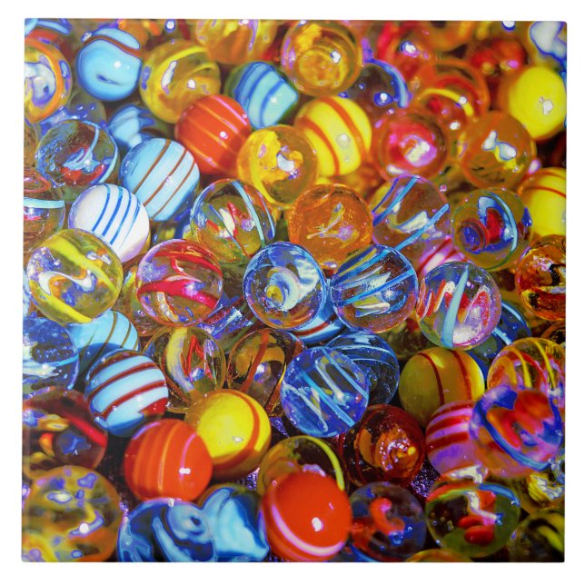 Colorful Glass Marbles Ceramic Tile (Front)
