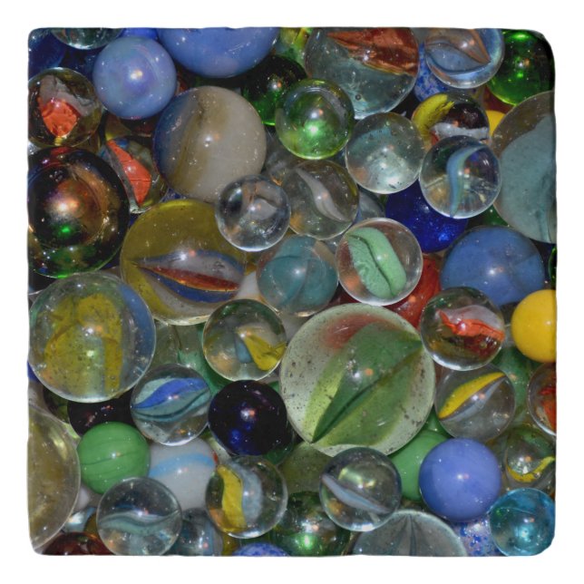 colorful glass marbles trivet (Front)
