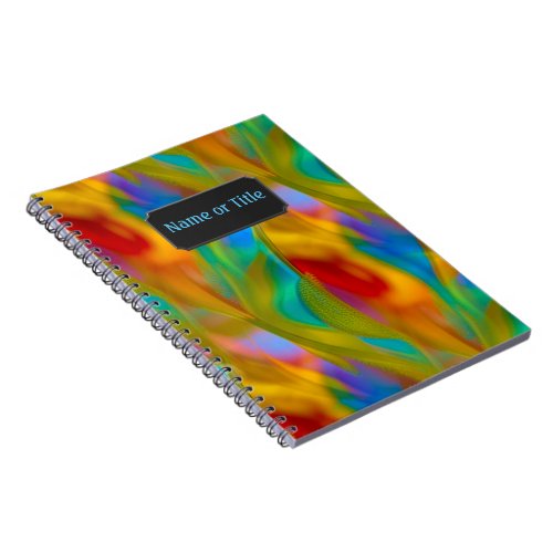 Colorful Glass Rainbow Flames _ own name  title Notebook