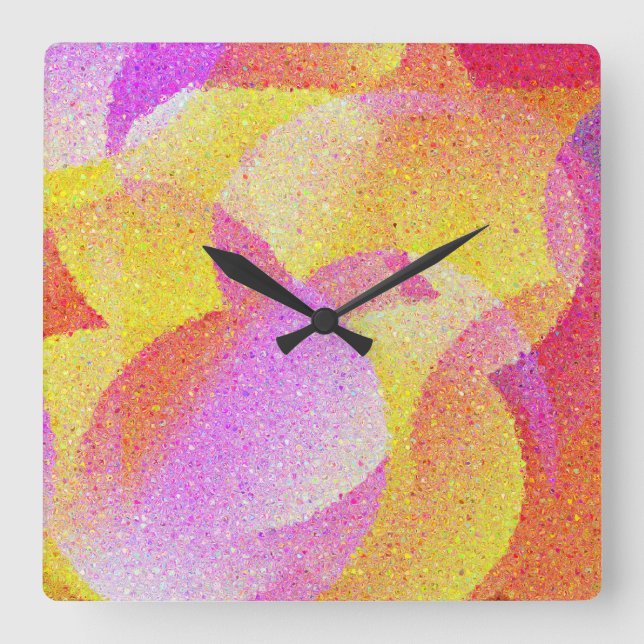 Colorful Glass Square Wall Clock (Front)