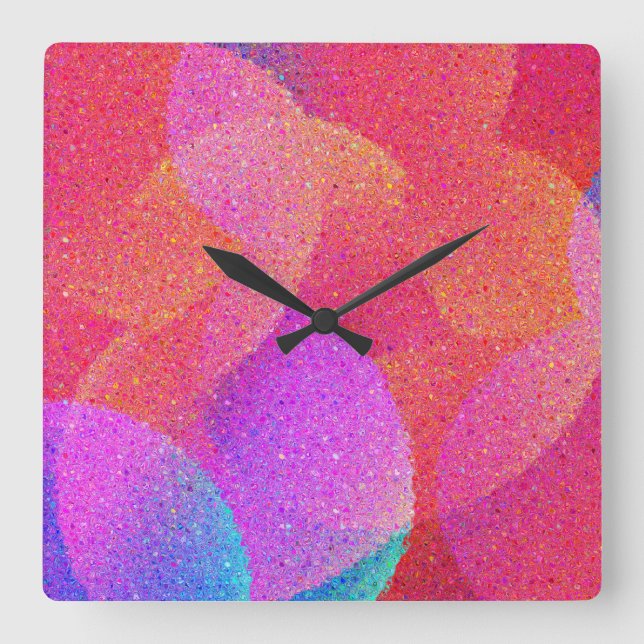 Colorful Glass Square Wall Clock (Front)