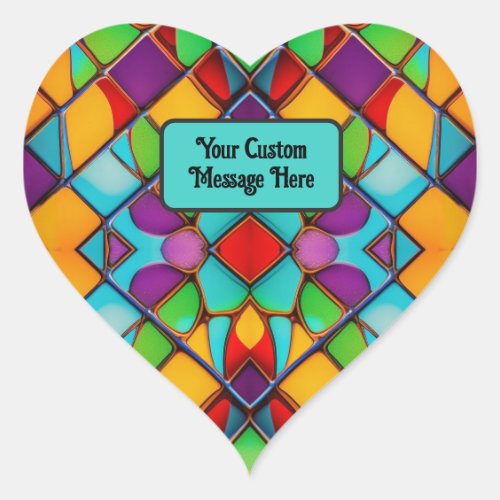 Colorful Glass Window add message of love  faith Heart Sticker