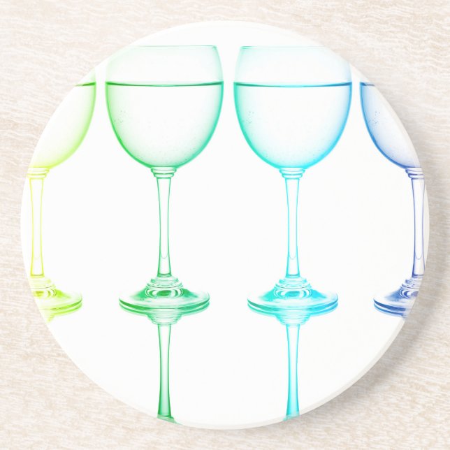 Colorful glasses in front of white background drink coaster (Front)