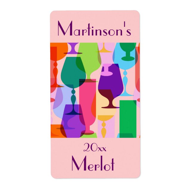Colorful Glasses Wine Label (Front)