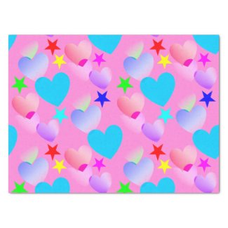 Colorful Gliding Hearts 'n Stars Gift Tissue Paper