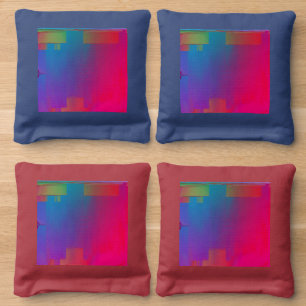 colorful glitch cornhole bags