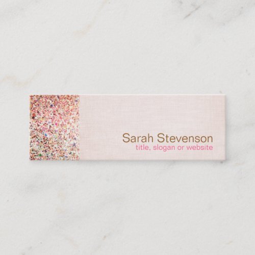 Colorful Glitter and Light Pink Linen Look Beauty Business Cards