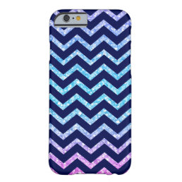 Colorful Glitter And Navy Blue Zigzag Chevron Barely There iPhone 6 Case