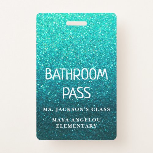 Colorful Glitter Back To School Bathroom Hall Pass Badge
