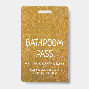Colorful Glitter Back To School Bathroom Hall Pass Badge