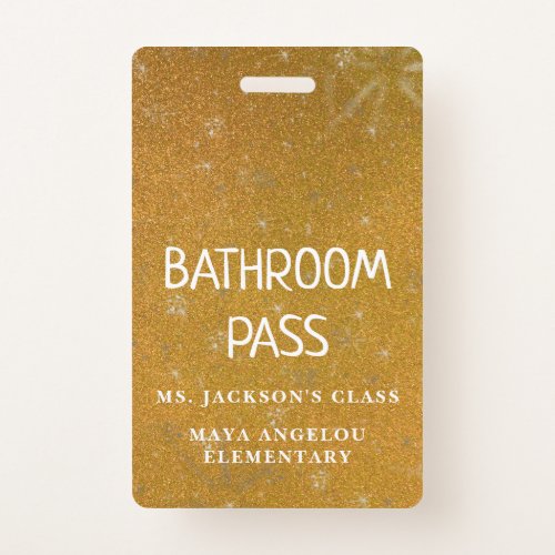 Colorful Glitter Back To School Bathroom Hall Pass Badge