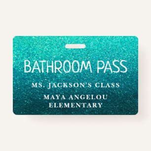 Colorful Glitter Back To School Bathroom Hall Pass Badge
