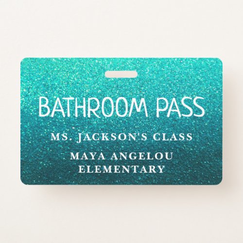 Colorful Glitter Back To School Bathroom Hall Pass Badge