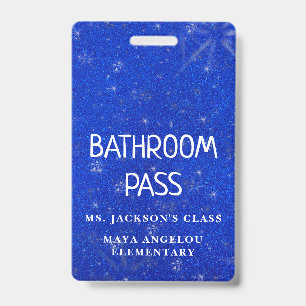 Colorful Glitter Back To School Bathroom Hall Pass Badge