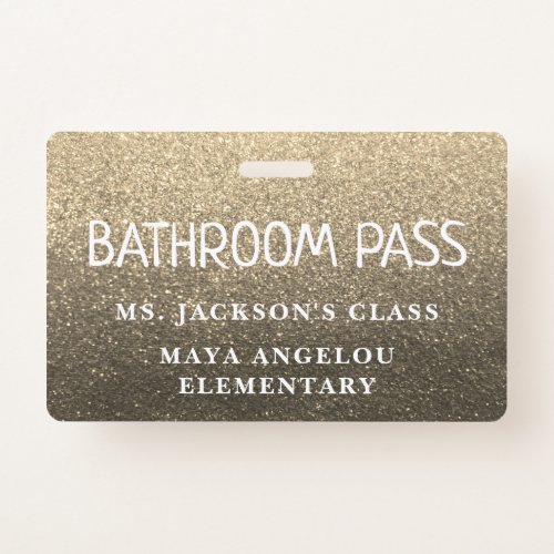 Colorful Glitter Back To School Bathroom Hall Pass Badge