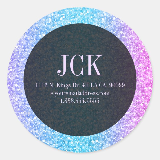Colorful Glitter Black Accents Classic Round Sticker (Front)