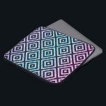 Colorful Glitter & Black Geometric Pattern Laptop Sleeve<br><div class="desc">Elegant black modern geometric pattern over glitter in blue pink and purple.</div>