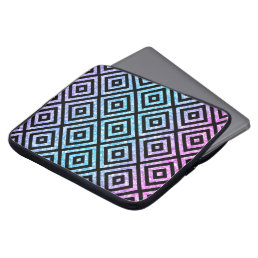 Colorful Glitter &amp; Black Geometric Pattern Laptop Sleeve