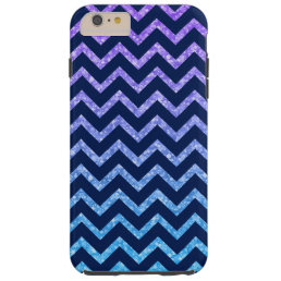 Colorful Glitter Blue Chevron Zigzag Pattern Tough iPhone 6 Plus Case