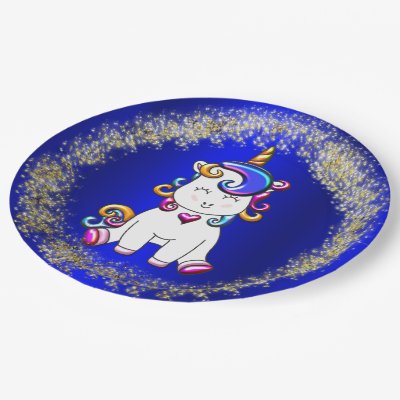 Colorful Glitter Blue Unicorn Birthday