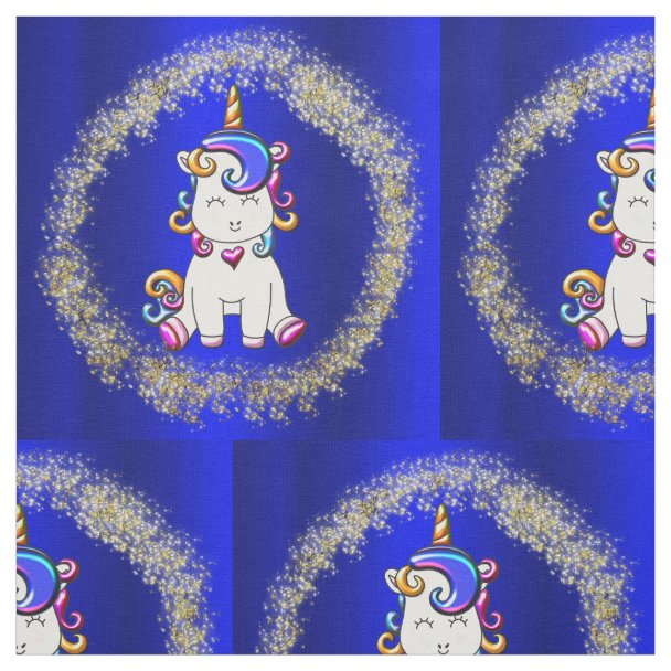 Colorful Glitter Teal Unicorn Fabric Zazzle