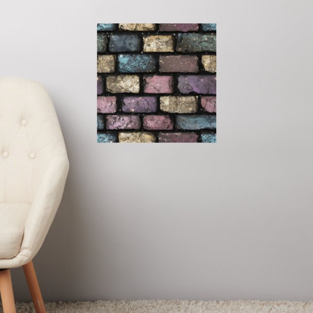 Colorful Glitter Brick Pattern Wall Decal (Living Room 2)