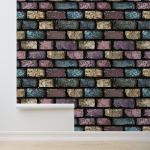 Colorful Glitter Brick Pattern Wallpaper