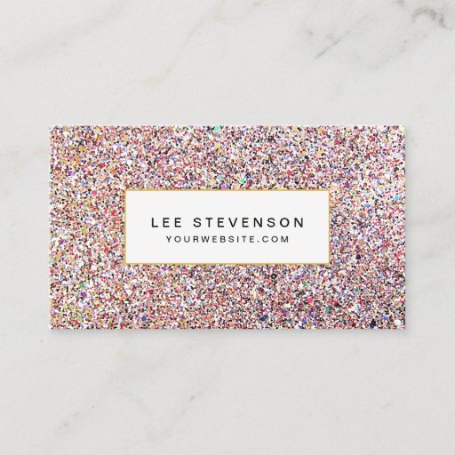 Customizable Colorful Glitter Business Card