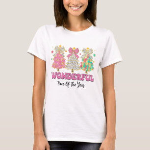 Colorful Glitter Coquette Christmas Tree T-Shirt
