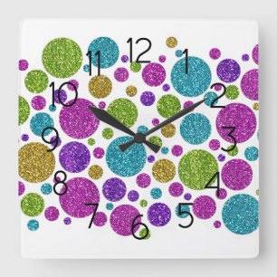 Colorful Glitter Dots Acrylic Wall Clock