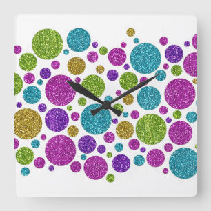 Colorful Glitter Dots Acrylic Wall Clock