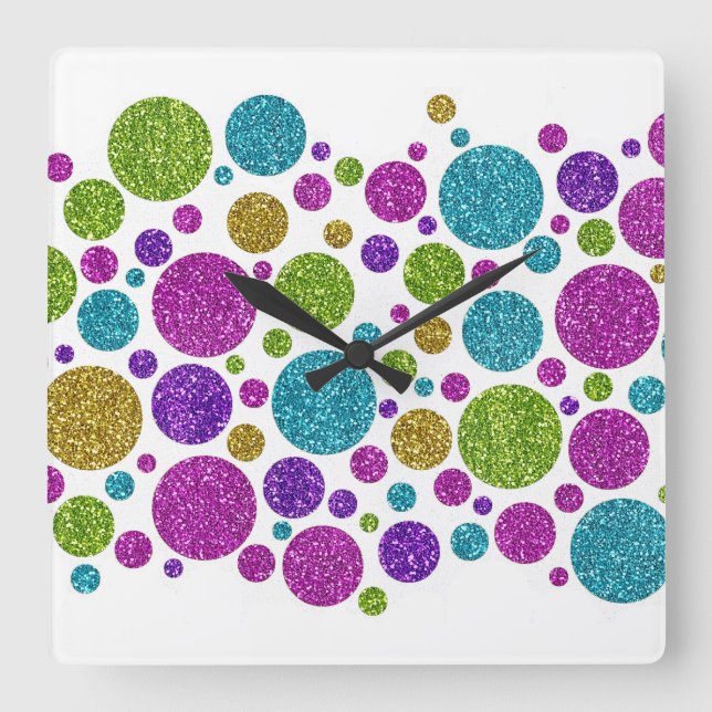 Colorful Glitter Dots Acrylic Wall Clock (Front)