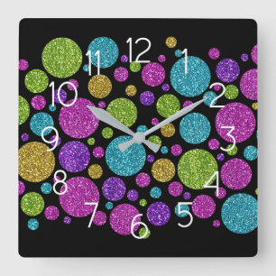 Colorful Glitter Dots Acrylic Wall Clock