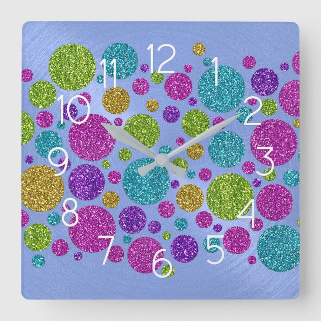 Colorful Glitter Dots Acrylic Wall Clock (Front)