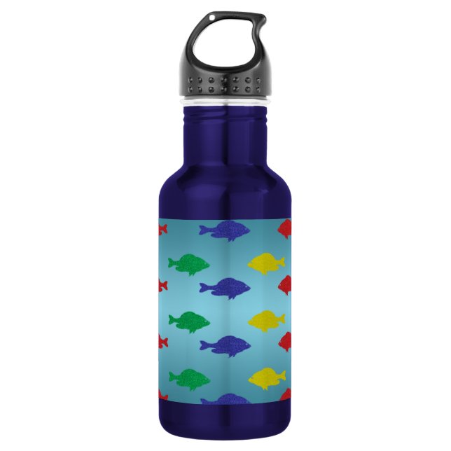 Colorful Glitter Fish Stainless Steel Water Bottle (Front)