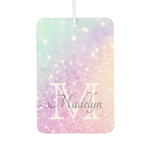 Colorful Glitter Girly Personalized Monogram Air Freshener