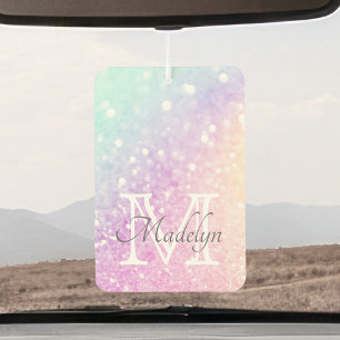 Colorful Glitter Girly Personalized Monogram Air Freshener