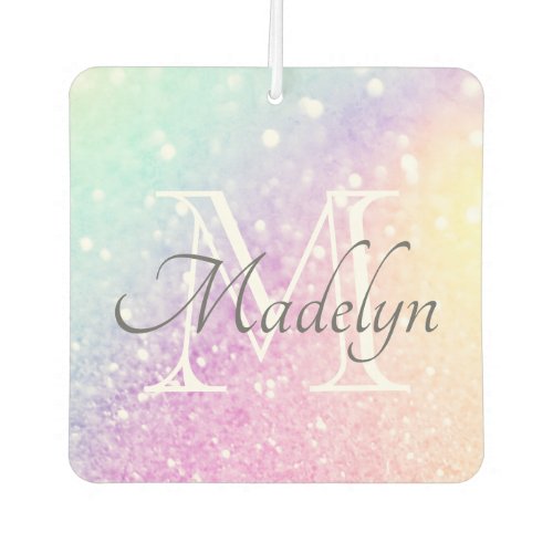 Colorful Glitter Glam Personalized Monogram Air Freshener