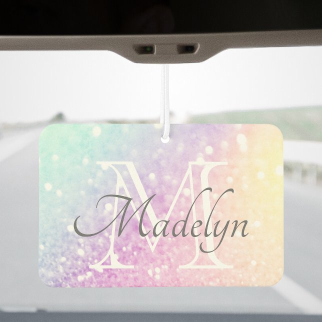 Colorful Glitter Glam Personalized Monogram Air Freshener (Creator Uploaded)