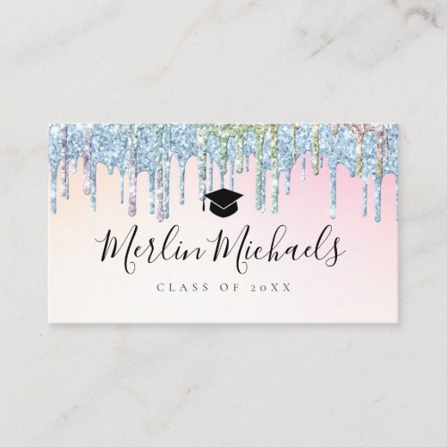 colorful glitter graduation name insert card
