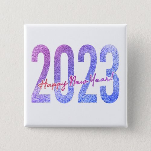 Colorful Glitter Happy New Year 2023 Button