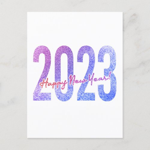Colorful Glitter Happy New Year 2023 Postcard